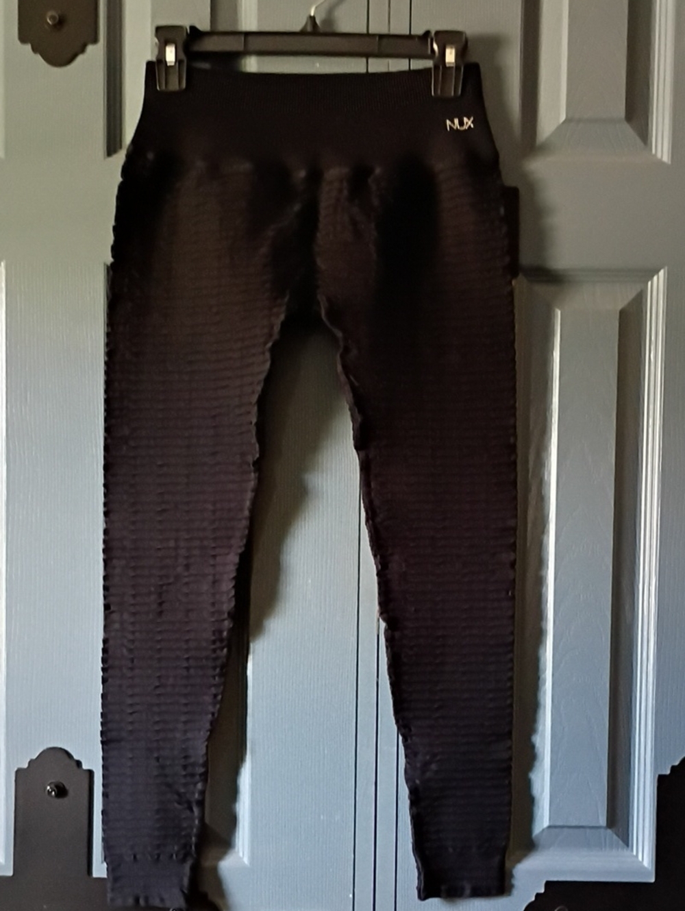 NUX Black Textured Compression Leggings - Ribbed Stretch